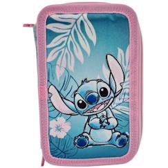 Jouet-Trousse fille garnie zippée 3 compartiments imprimé stitch hawai disney 20 cm