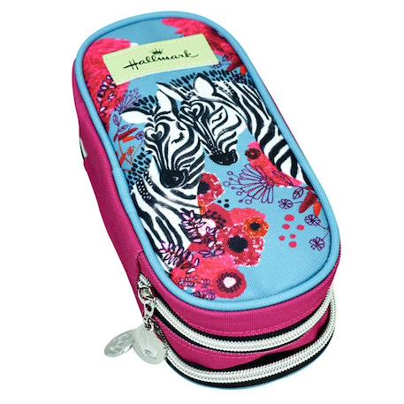 Trousse ovale hallmark imprimé zèbre deux compartiments  - vertbaudet enfant