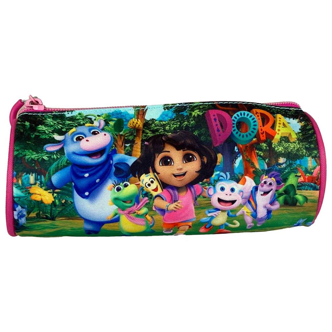 Trousse Fille Ronde Dora Lexploratrice Et Ses Amis En Tissu Résistant 21 Cm Rose/multicolore