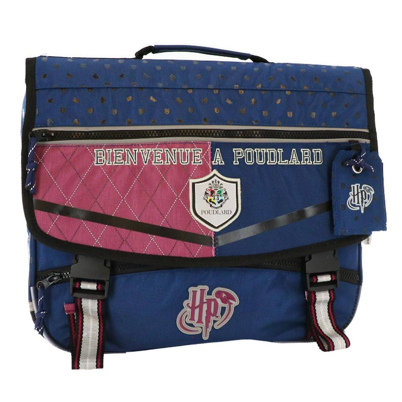 Cartable Harry Potter Motif Blason Poudlard 38 Cm Bleu / Rose / Gris