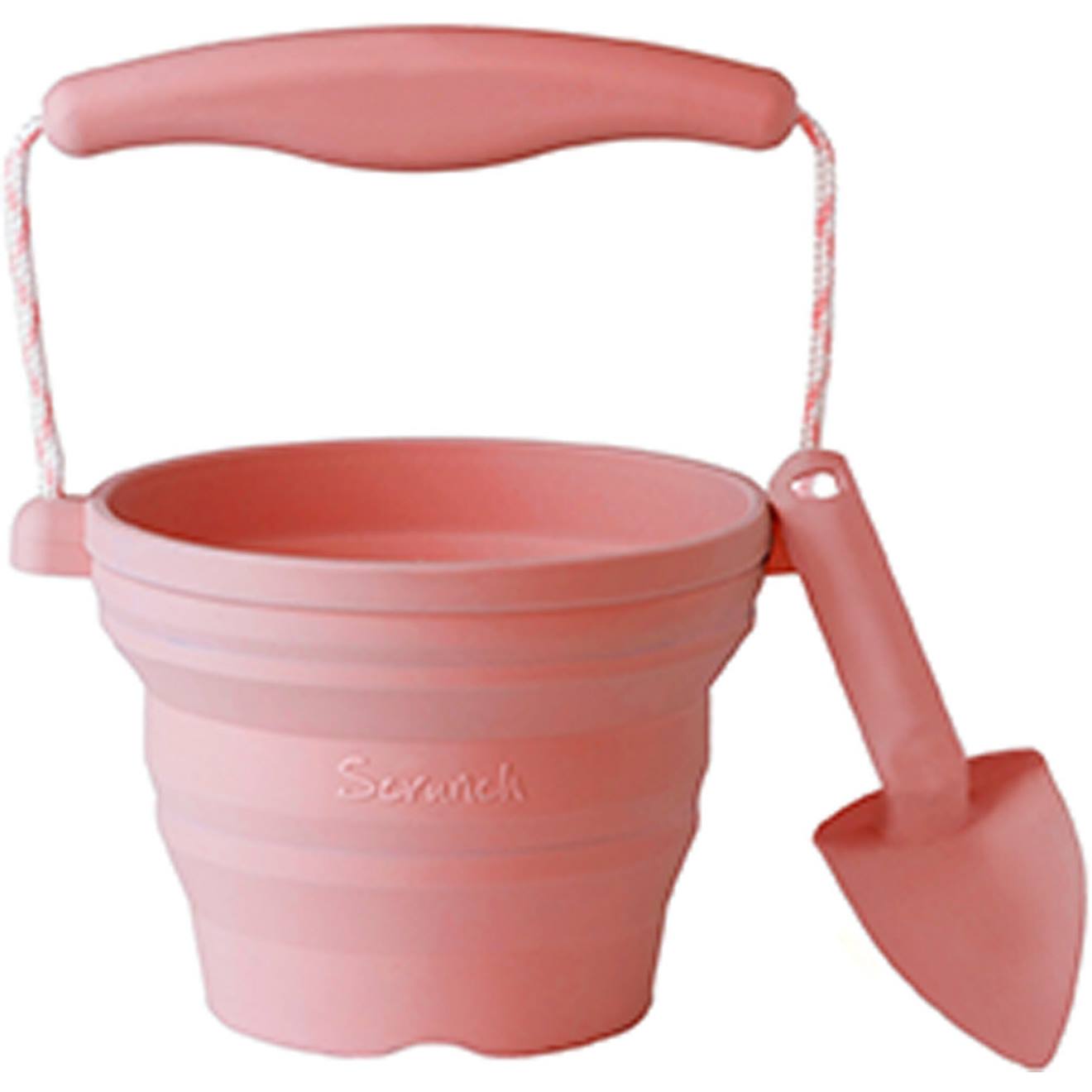 Seau Pliable En Silicone Avec Truelle – Jouet De Jardin Et De Plage Souple Et Coloré Rose Pastel