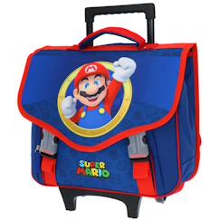 -Cartable à roulettes garçon super mario bros - 2 compartiments 41 cm