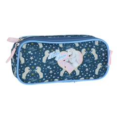 -Trousse fille rectangulaire double compartiment textile motif cheval bella sara