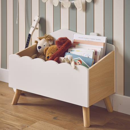 sweeek - Coffre À Jouets Enfant Effet Bois, L 58 X P 28 X H 44,5 Cm Blanc