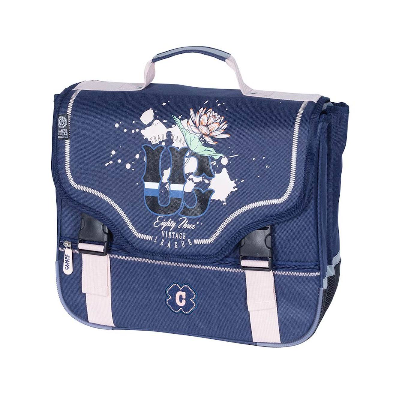 Cartable Scolaire Fille 2 Compartiments Dos Renforcé Camps Girl 38 Cm Bleu / Rose