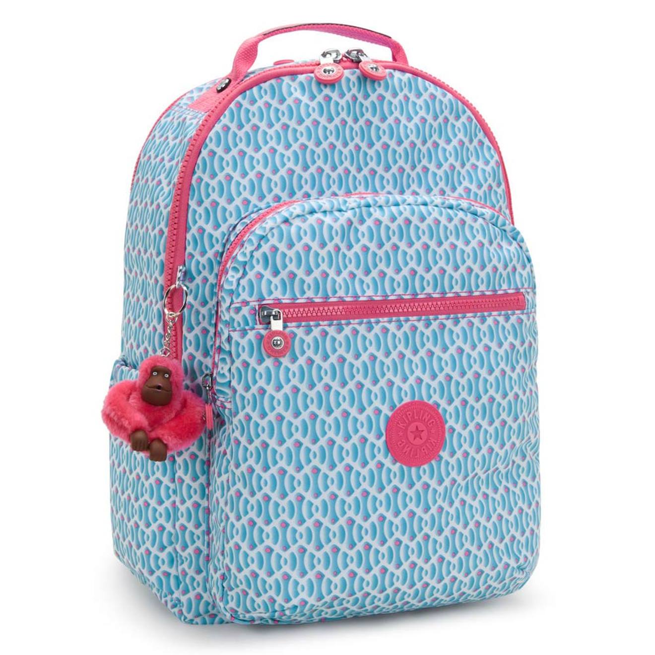 Sac À Dos Fille Avec Poche Pour Ordinateur Kipling Seoul Lap 44 Cm - Coloris Dreamy Geo Combo Bleu / Rose