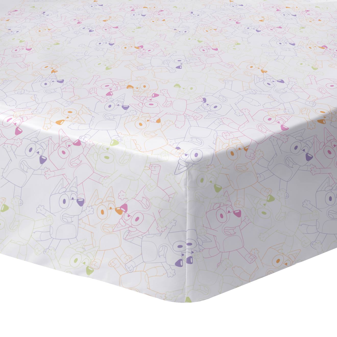 Drap-housse Imprimé 100% Coton, Bluey Colorful Bleu