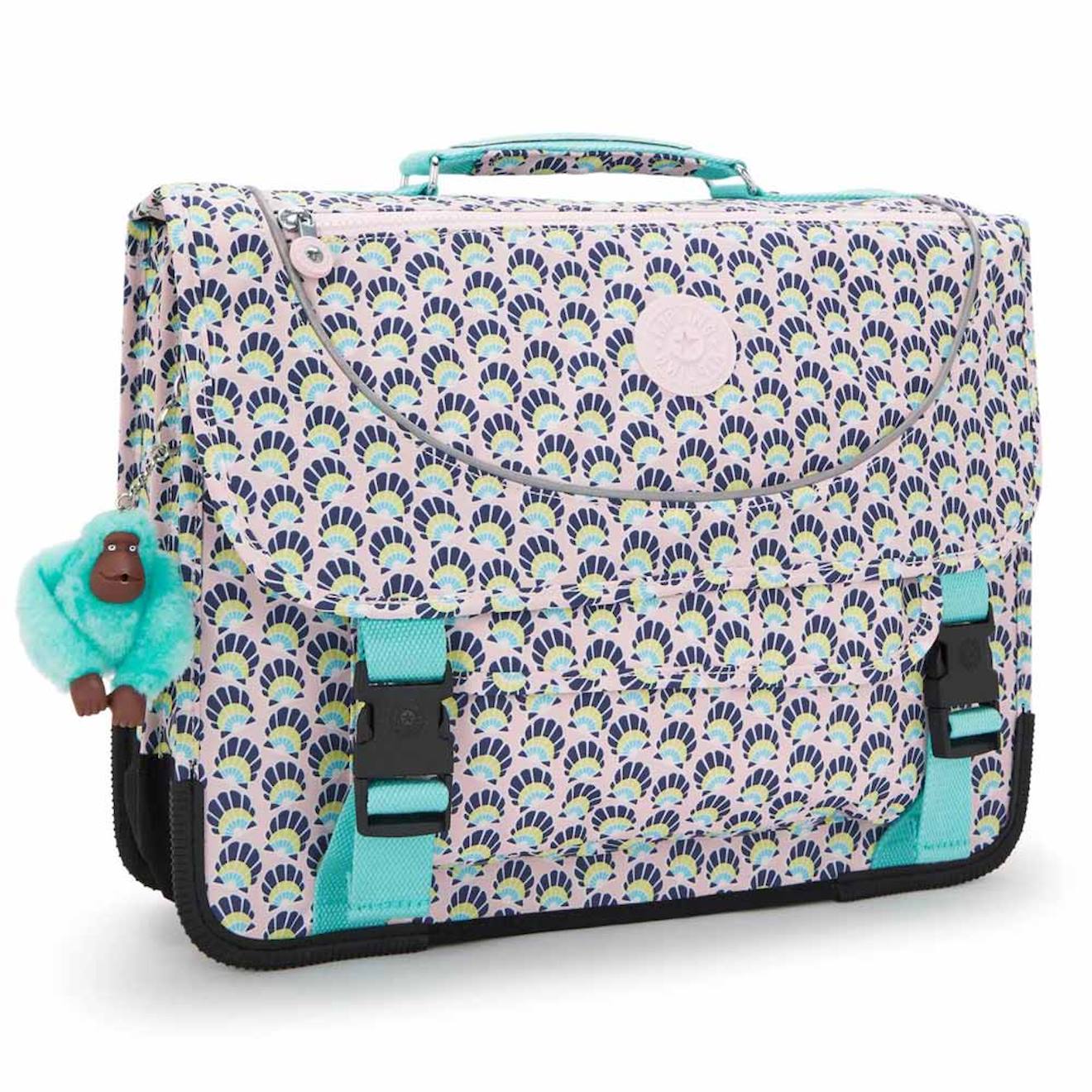 Cartable Fille Kipling Preppy Coquillages 41 Cm - 3 Compartiments - Qualité Premium Bleu / Rose