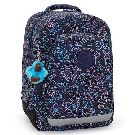 Fille-Sac à dos scolaire fille kipling class room polyester motif disco fish