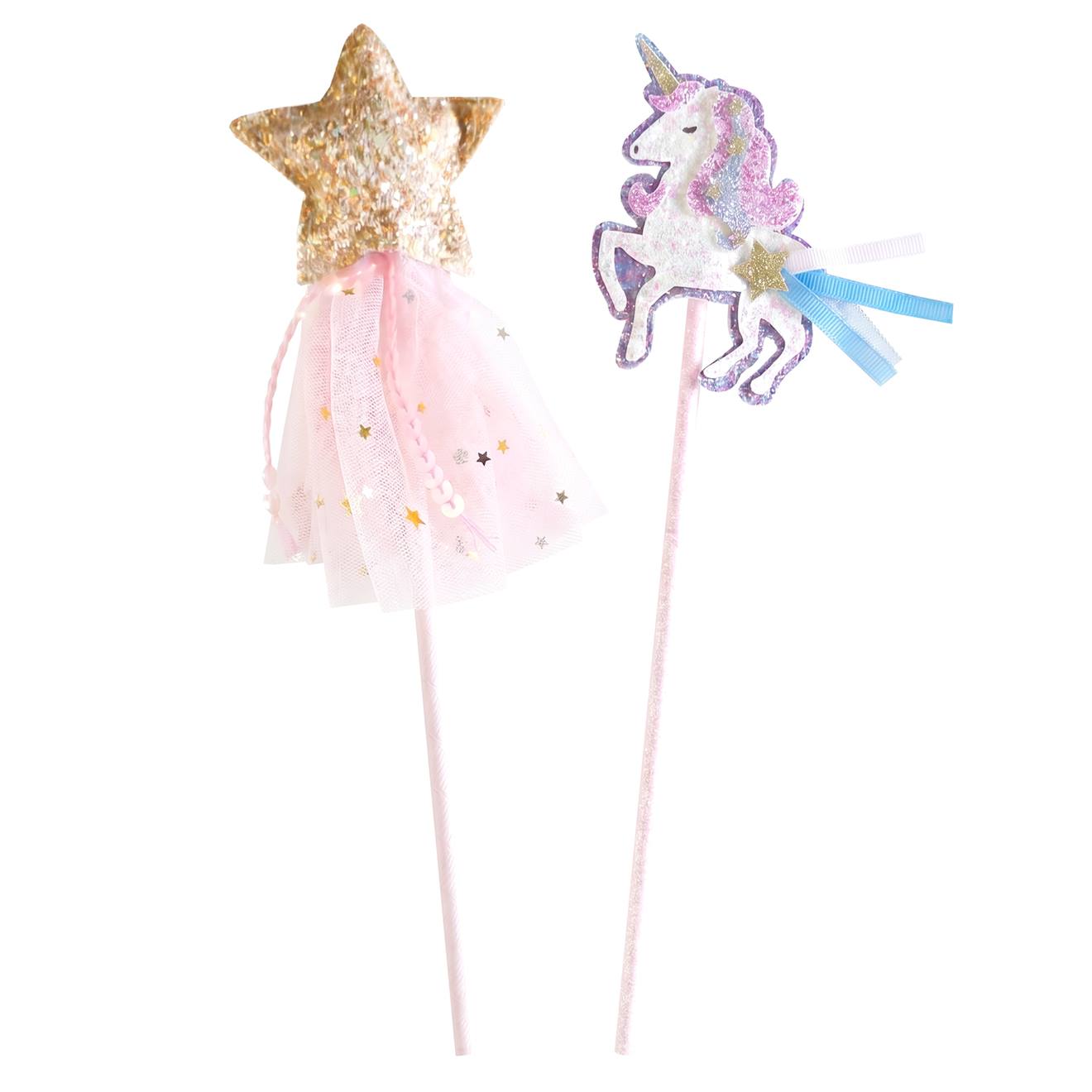 Set De 2 Baguettes Magiques Licorne Et Étoile Rose
