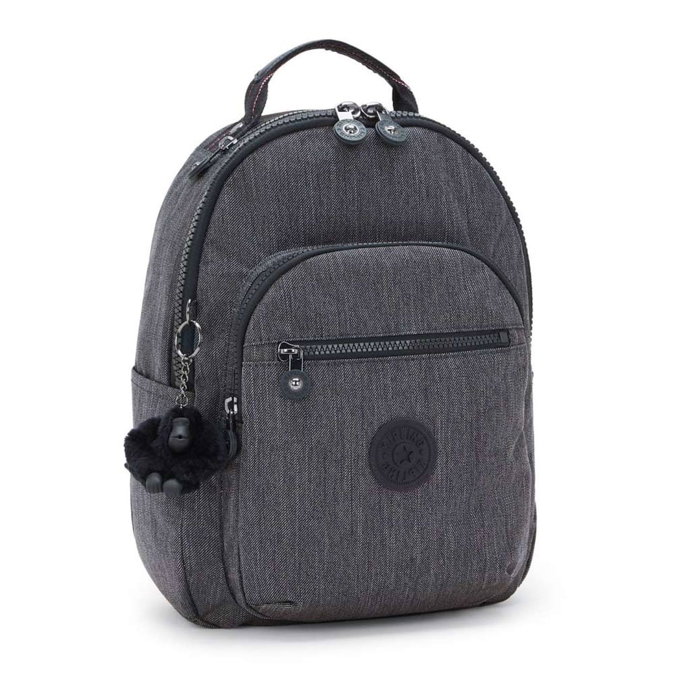 Sac À Dos Kipling Seoul S Active Denim 35 Cm - Avec Poche Protectrice Pour Tablette Noir / Gris