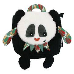 Sac à dos velours maternelle les déglingos 25 cm (panda)  - vertbaudet enfant