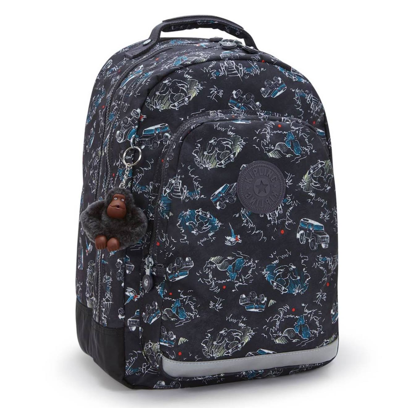 Sac Dos Scolaire Garon Kipling Class Room Polyester Motif Jungle Fun Race Noir Bleu Blanc 108 €