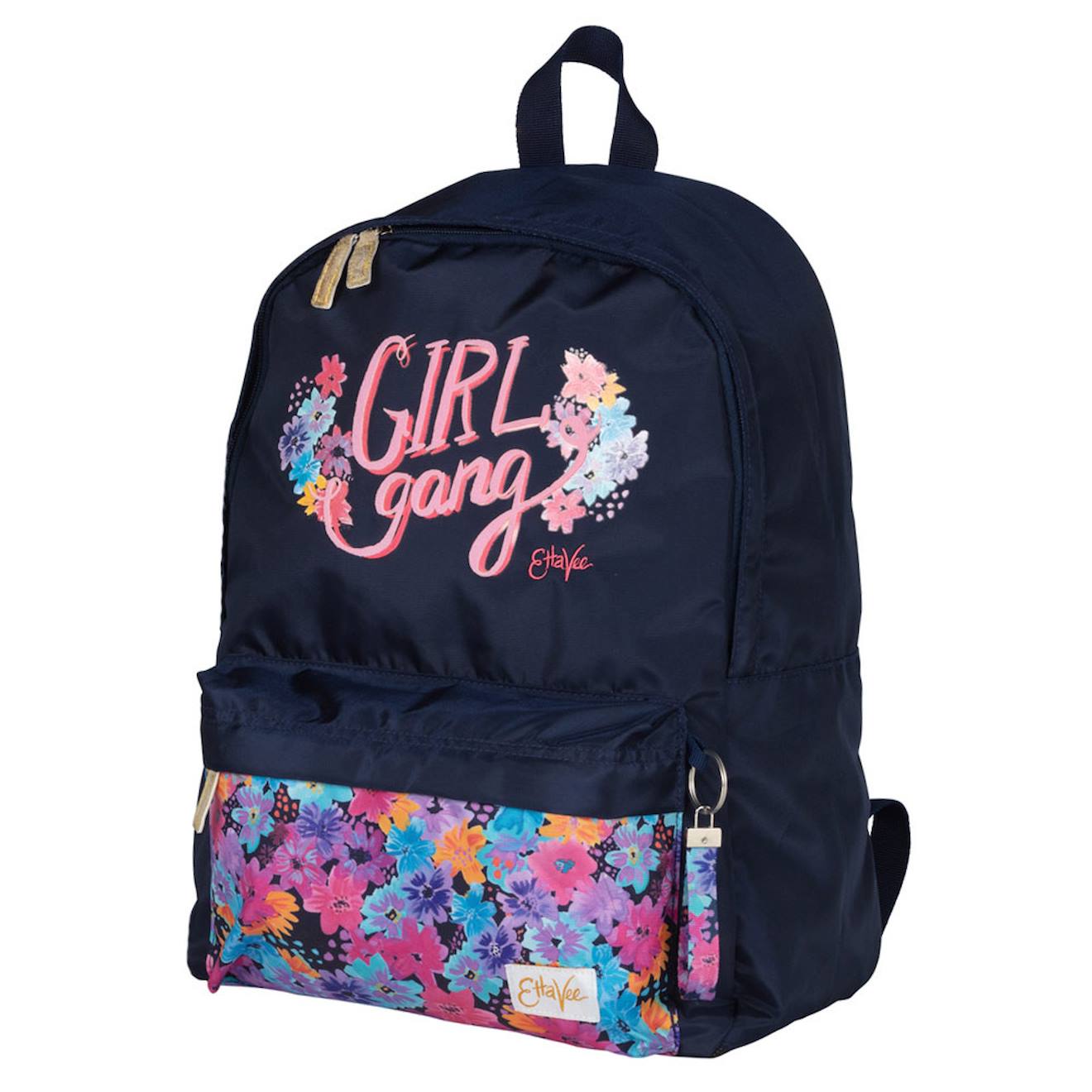 Sac À Dos Scolaire Fille Imprimé Floral Ettavee 42 Cm Noir / Multicolore
