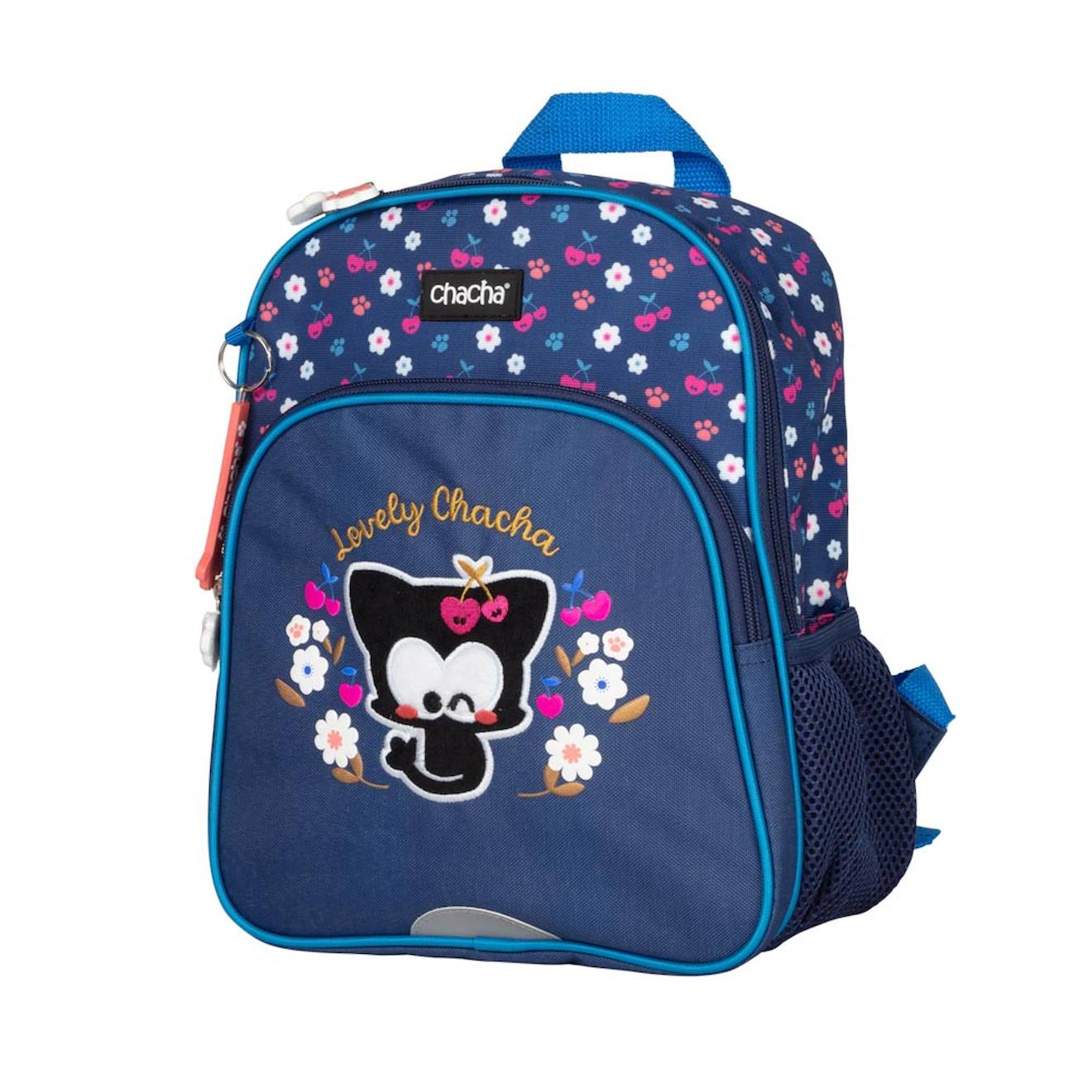 Sac À Dos Fille Chacha Cherry – 1 Compartiment Zippé – Kidabord Rouge/gris/blanc/noir