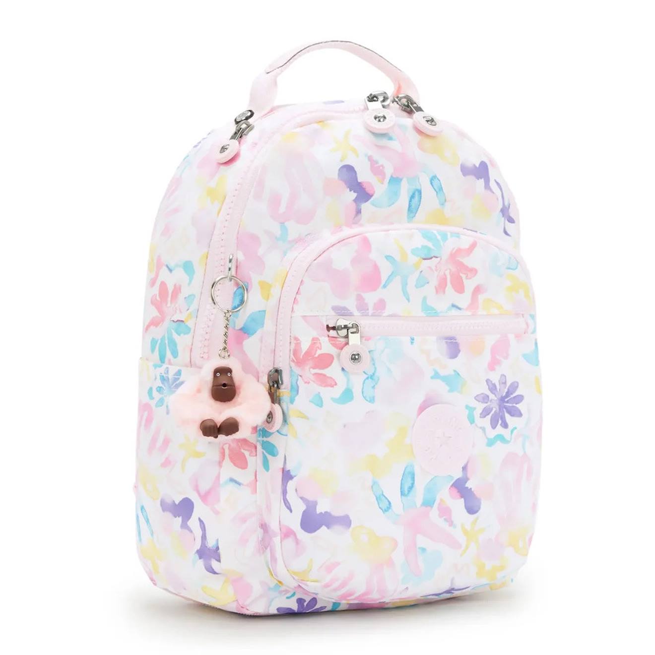 Sac À Dos Fille Kipling Seoul S Aqua Sea 35 Cm - Avec Compartiment Pour Tablette Blanc / Rose / Bleu