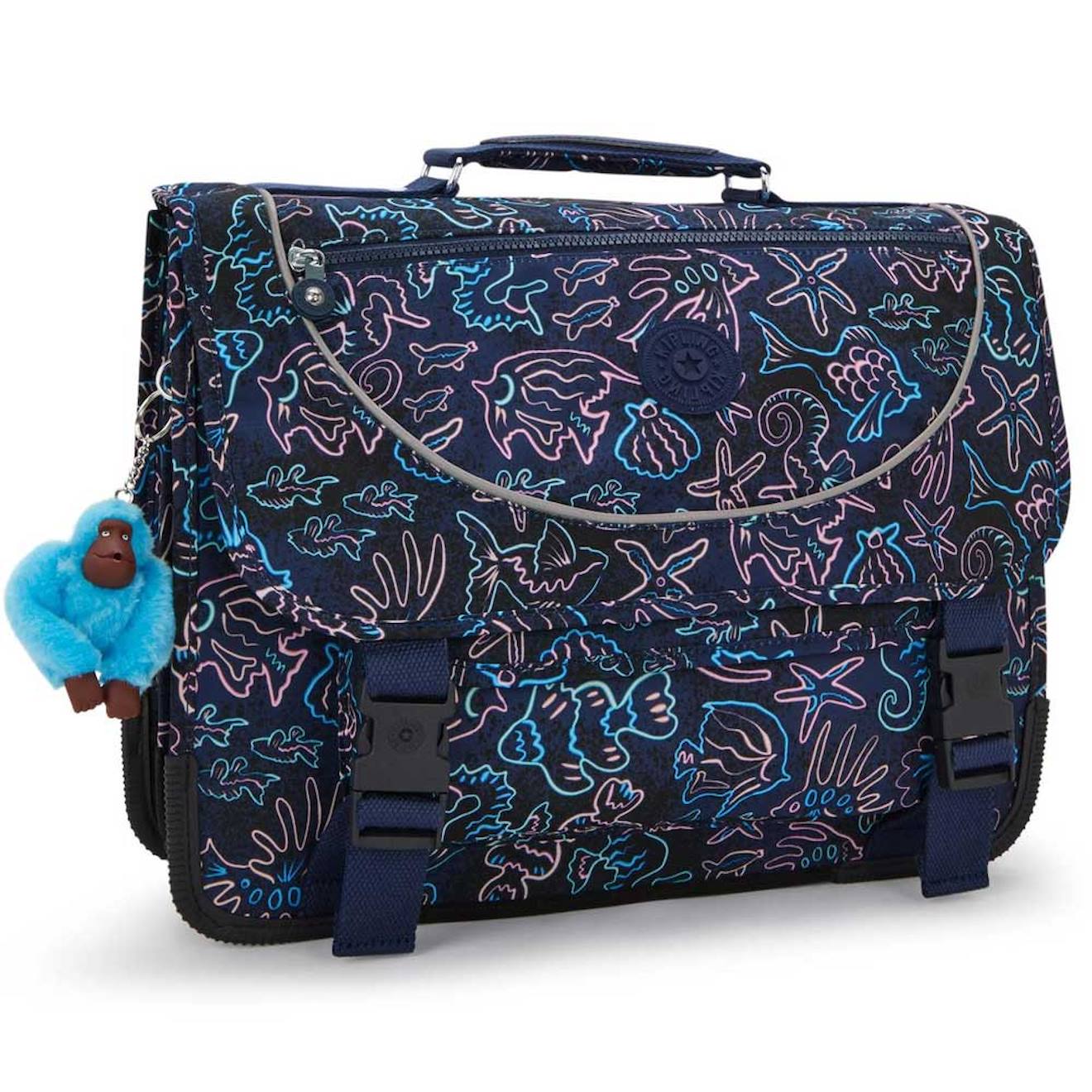 Cartable Enfant Fille Kipling Preppy Disco Fish 41 Cm - 3 Compartiments Bleu / Rose