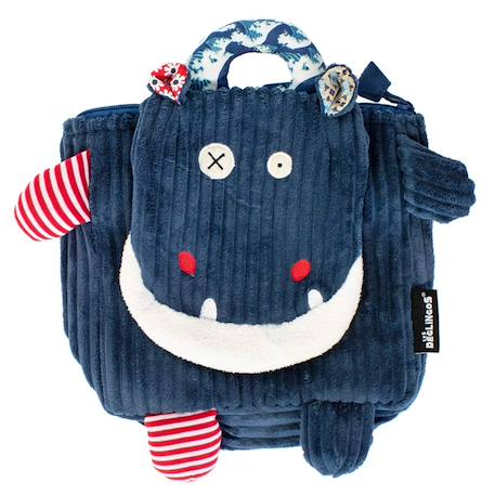 Sac à dos velours maternelle les déglingos 25 cm (hippo)  - vertbaudet enfant