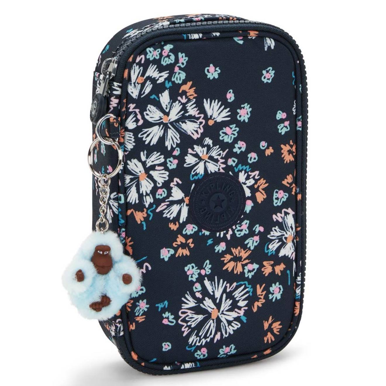 Trousse Fille Kipling Tissu Synthétique Imprimé Flower Field Bleu/noir/blanc/rose