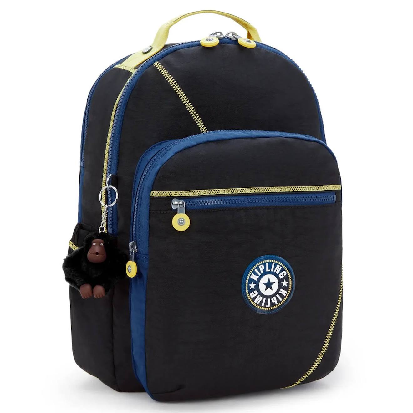 Sac À Dos Garçon Kipling Seoul Lap Lets Scuba 44 Cm Avec Poche Pour Ordinateur Noir / Jaune / Bleu