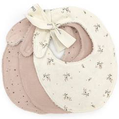 Puériculture-Repas-Bavoir-Lot de 3 bavoirs en coton roseberry
