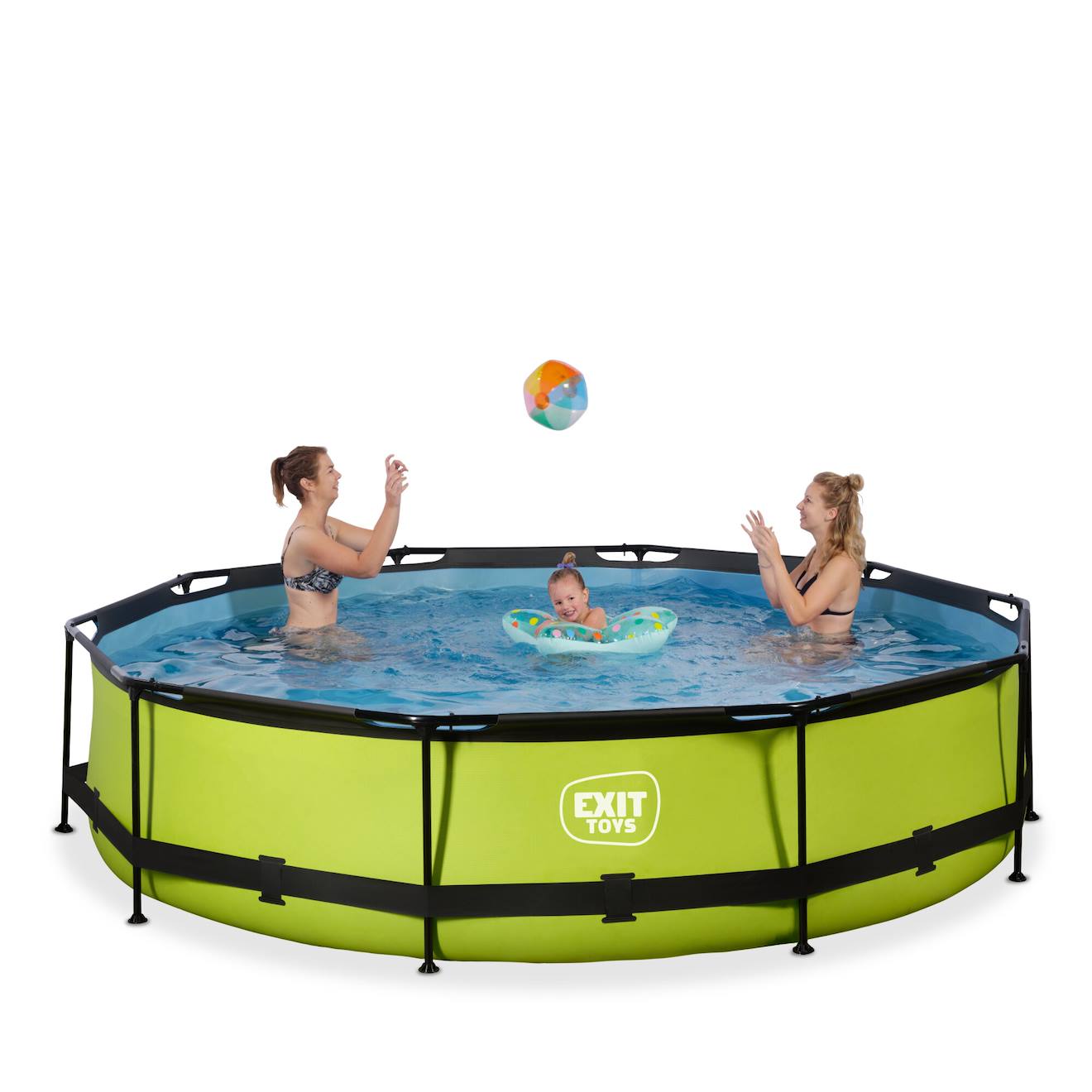 Piscine Wood Ø360x76cm Avec Pompe Filtrante Vert