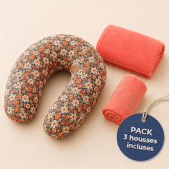 -Pack coussin de maternité xxl - housses (corail & velours) + charlotte - grossesse et allaitement