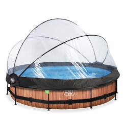 Jouet-Piscine couverte wood ø360x76cm avec pompe filtrante