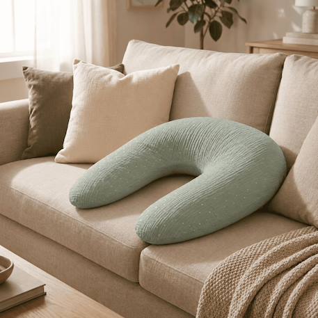 babysom - Coussin De Maternité 3 En 1 : Grossesse, Allaitement & Repos - Housse Double Gaze Coton Vert