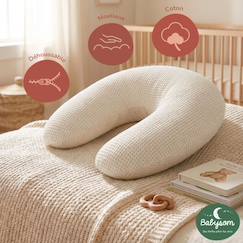 -Babysom - coussin de maternité 3 en 1 : grossesse, allaitement &amp$ repos bébé - housse 100% coton - motif beige nid abeille - xxl