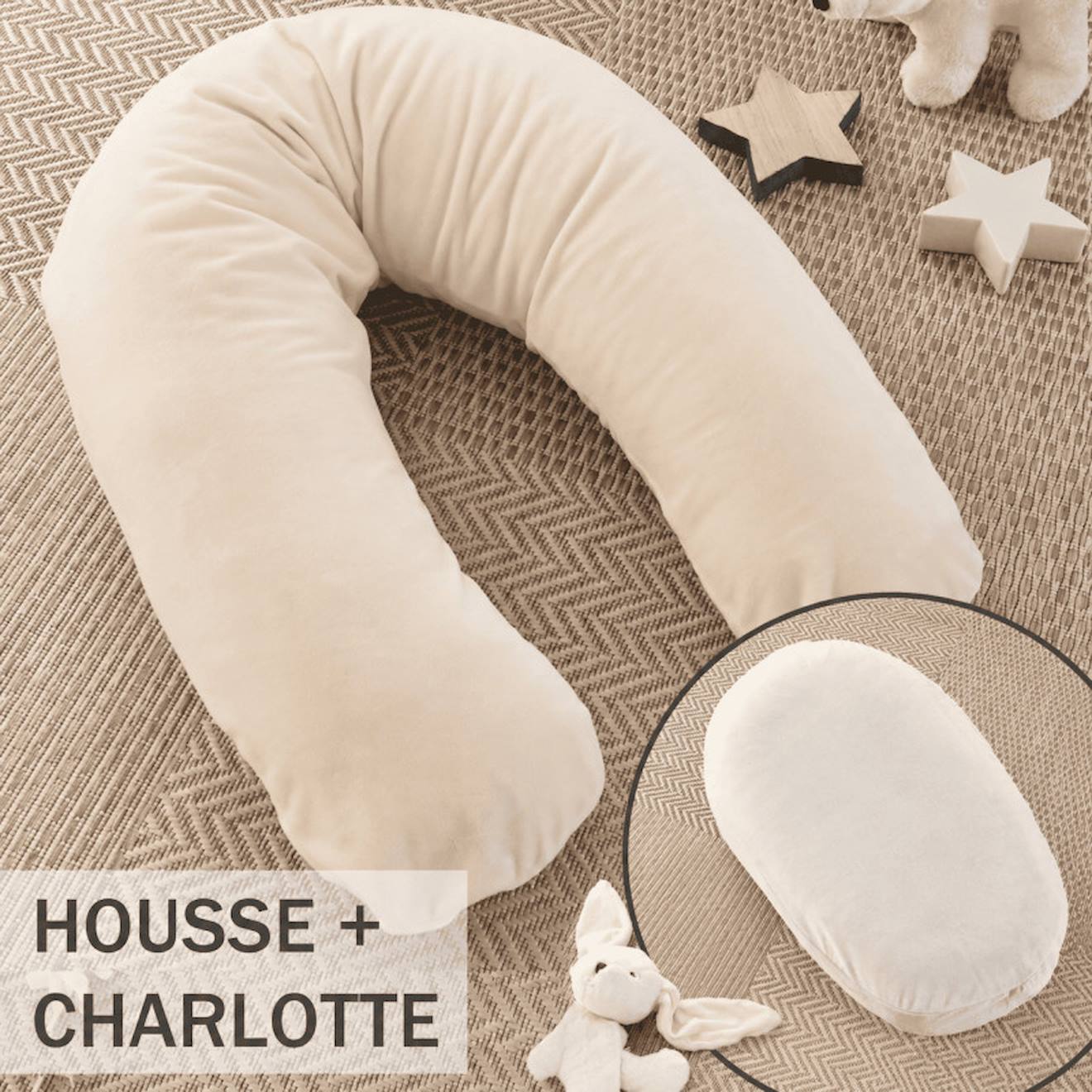 Pack Coussin De Maternité Xxl - Idéal Grossesse, Allaitement Et Pouf Pour Enfant Beige (babysom) - Couverture