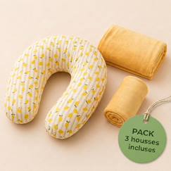 Pack coussin de maternité xxl - 2 housses (citron & velours) + charlotte - grossesse et allaitement  - vertbaudet enfant