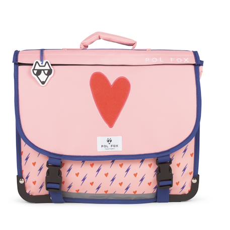 Fille-Accessoires-Cartable 38 cm fille pol fox heart réversible avec - compartiments - primaire - motif coeur et éclair