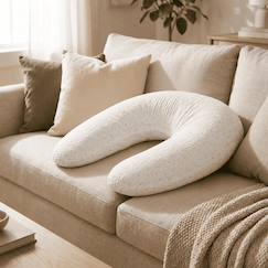 Coussin de maternité 3 en 1 : grossesse, allaitement & repos - housse double gaze coton - blanc  - vertbaudet enfant