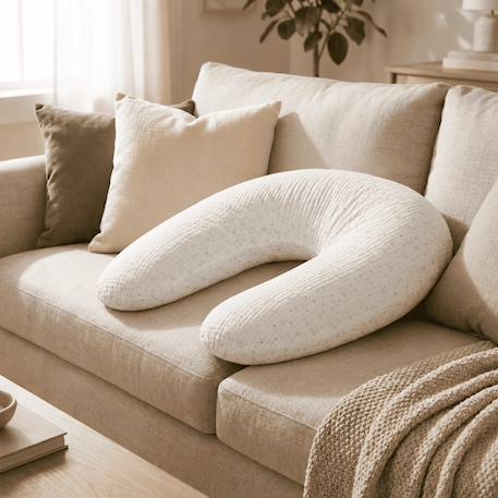 babysom - Coussin De Maternité 3 En 1 : Grossesse, Allaitement & Repos - Housse Double Gaze Coton - Blanc Blanc