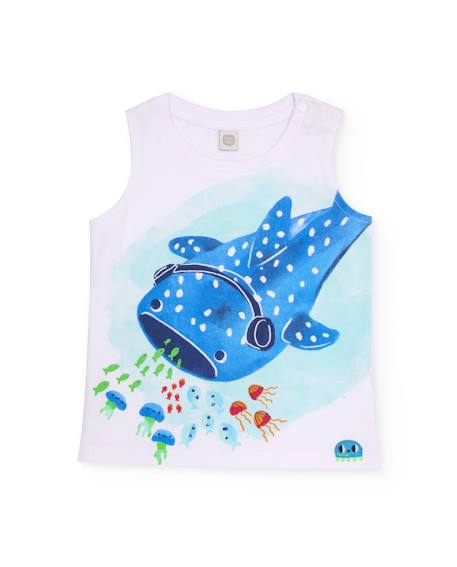T-shirt garçon en maille avec motif de grand poisson  - vertbaudet enfant