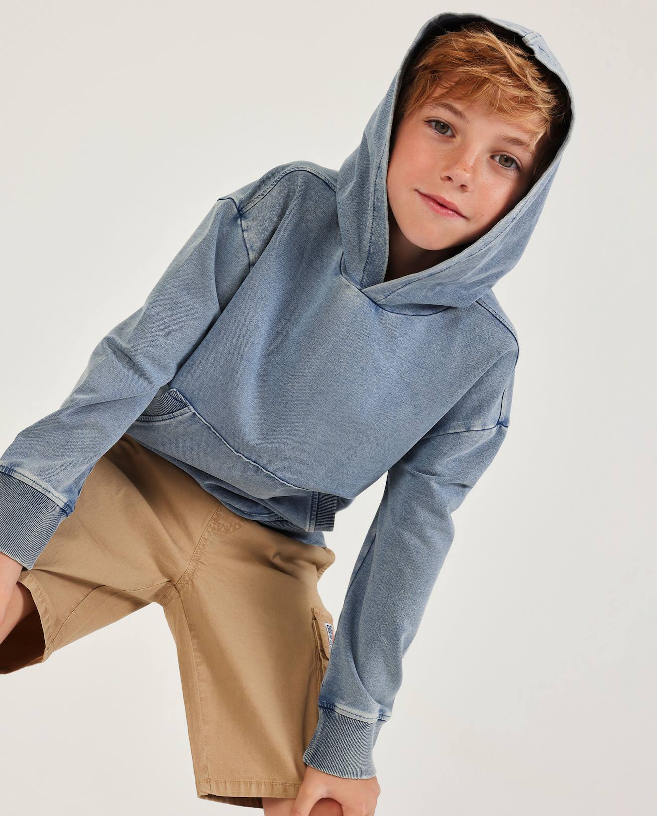 Sweat Garon En Maille Et Denim Effet Dlav Bleu 21 €