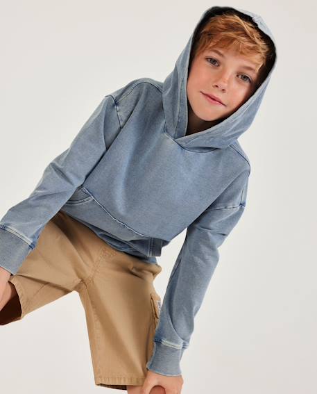 Sweat garçon en maille et denim effet délavé  - vertbaudet enfant