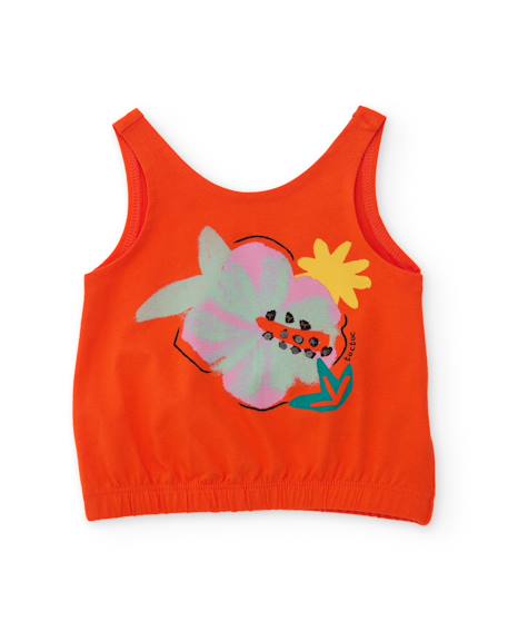 Bébé-T-shirt fille en maille avec bas élastiqué
