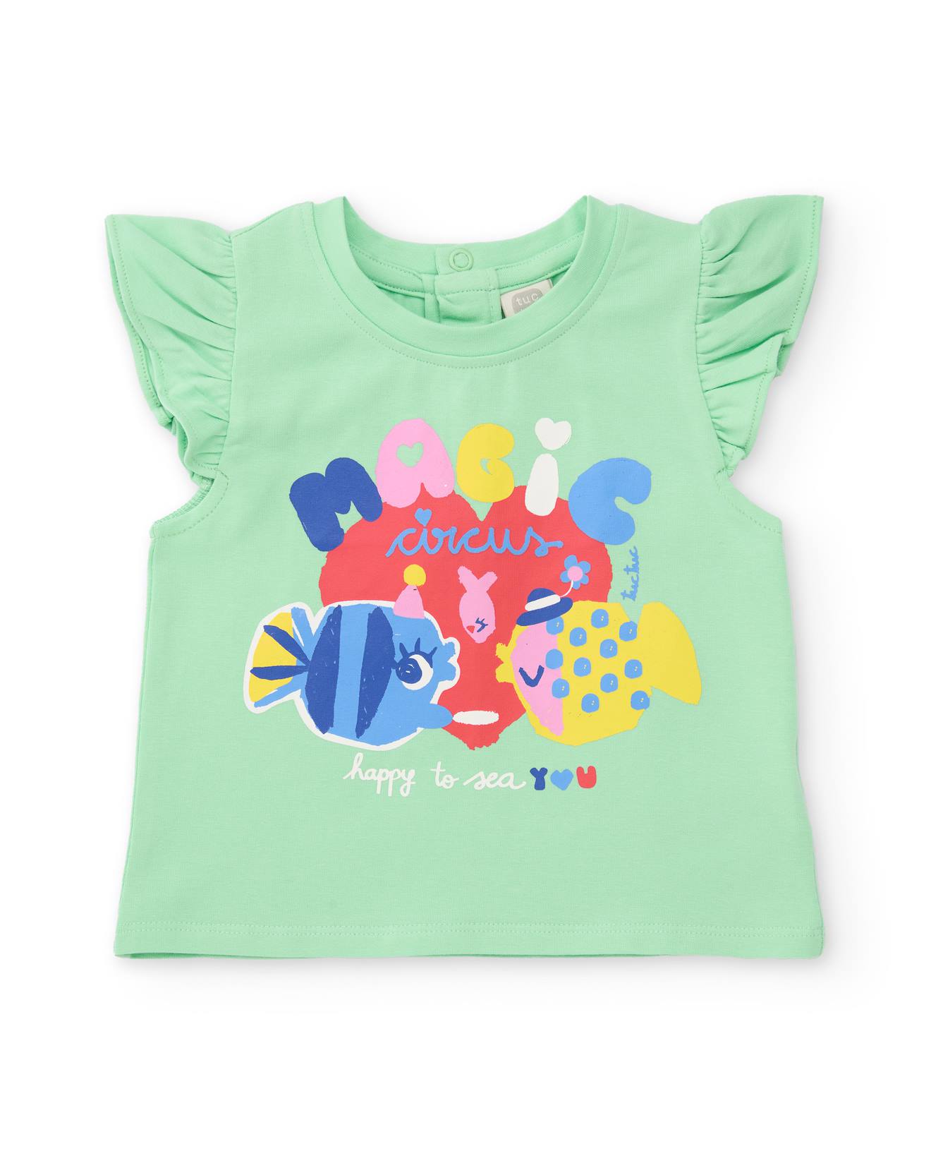 T-shirt En Maille Pour Fille Avec Volants Aux Manches Vert 11 €