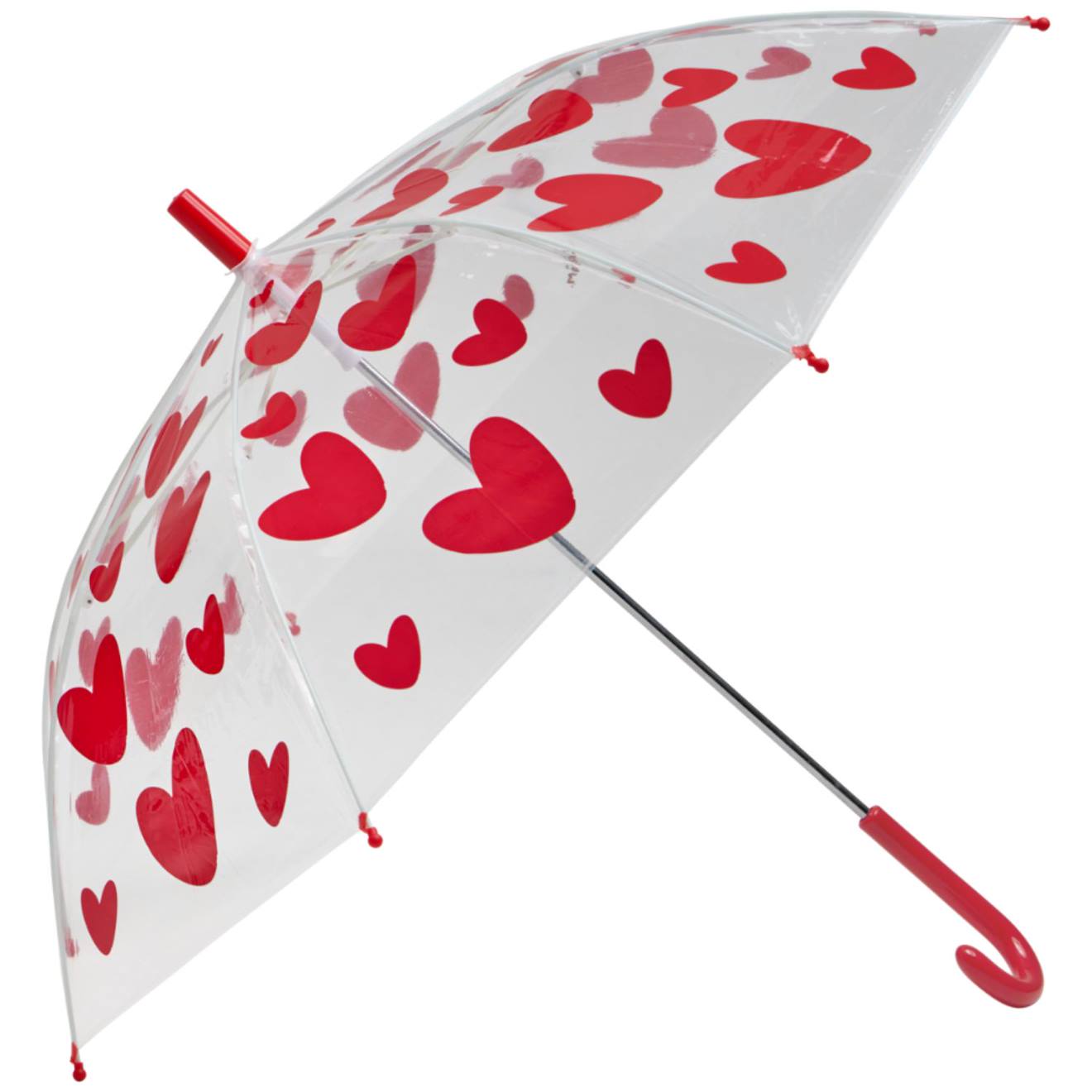 Parapluie Cœurs Rouges Transparent, Rouge
