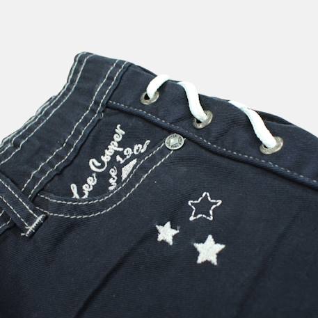 Short en jeans fille avec decor tressé Kaki+Marine+Rose 11 - vertbaudet enfant 
