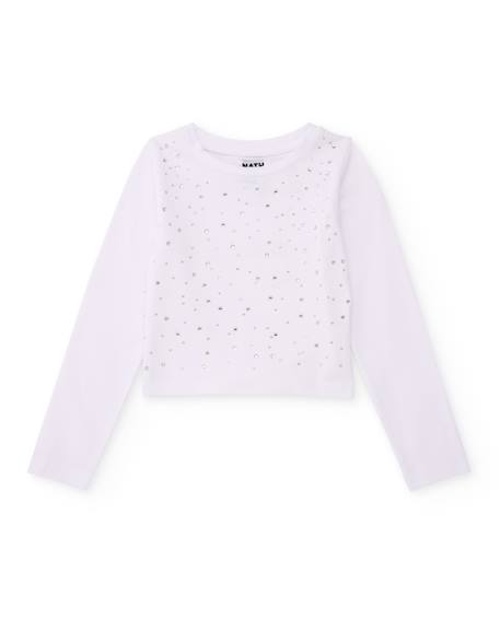 Fille-T-shirt fille en maille avec applications brillantes