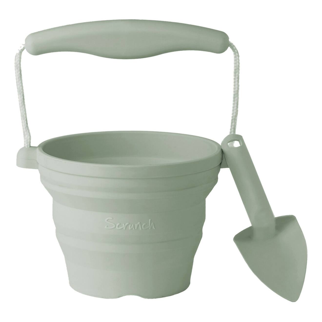 Seau Pliable En Silicone Avec Truelle – Jouet De Jardin Et De Plage Souple Et Coloré Sage Green