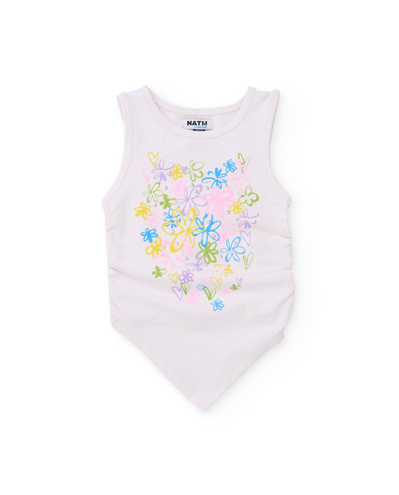 T-shirt Fille En Maille Avec Bas Finition En Pointe Blanc 10 €