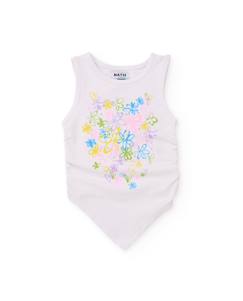 -T-shirt fille en maille avec bas finition en pointe