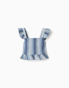 -Blouse en coton sans manches à rayures et à volants