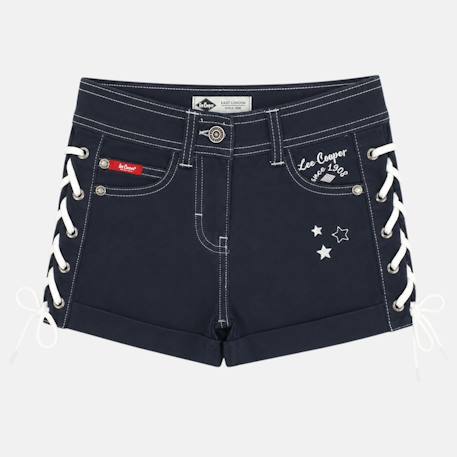 Fille-Short en jeans fille avec decor tressé