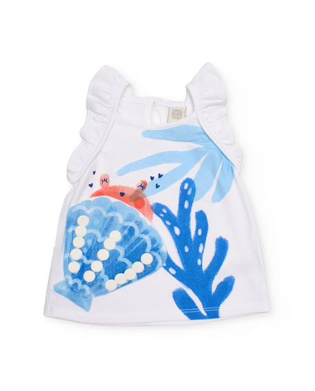 Bébé-T-shirt pour fille en maille avec volants aux épaules