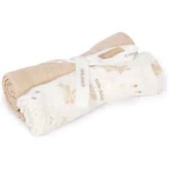 -Set de 2 langes en gaze de coton motif lapin (70 x 70 cm)